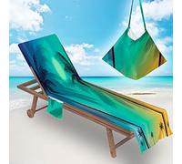 ENEN Serviettes de Plage pour Chaise Longue, Drap de Plage 3D, Serviette pour Transat Bain de Soleil avec Poches Serviette de Piscine pour Chaise (Noix de coco nordique,75x210cm)