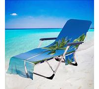ENEN Serviettes de Plage pour Chaise Longue, Drap de Plage 3D, Serviette pour Transat Bain de Soleil avec Poches Serviette de Piscine pour Chaise (Feuilles,75x210cm)