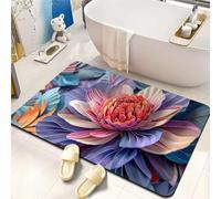 ENEN Tapis de Bain en Diatomite, 3D Fleurs, Bath Mat Séchage Rapide & Antidérapant, Tapis de Douche Absorbant, Décoratif Lavable en Machine pour Douche, Baignoire (Lotus Magique,50x80cm)