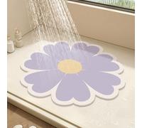 ENEN Tapis de Bain en Microfibre, Imprimé Floral, Bath Mat Séchage Rapide & Antidérapant, Tapis de Douche Absorbant, Décoratif Lavable en Machine pour Douche, Baignoire (Violet 01,50x50cm)