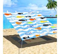 ENEN Voile d'Ombrage Imperméable, 3D Rectangle Ombrage Exterieur Toile Pergola Protection des Rayons UV, Toile Ombrage pour Plein Air, Jardin Terrasse -Paysage d'été (Poisson,2x2.4m)
