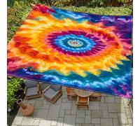 ENEN Voile d'Ombrage Imperméable, 3D Tie-Dye Voile Ombrage avec 4 Cordes, Toile Pergola Protection des Rayons UV, Toile Pergola pour Jardin & Terrasse (Bleu Jaune,180x180cm)