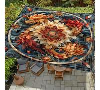 ENEN Voile d'Ombrage Imperméable Carré, Toile Ombrage Exterieur Toile Pergola Protection des Rayons UV, Toile Ombrage pour Plein Air Jardin Terrasse - Imprimés Floraux (Totems Dragons,1.5x1.5m)