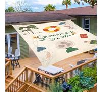 ENEN Voile d'Ombrage Imperméable Carré, Toile Ombrage Exterieur Toile Pergola Protection des Rayons UV, Toile Ombrage pour Plein Air, Jardin, Imprimés d'été (Ventilateurs électriques,2x2,4m)