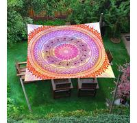 ENEN Voile d'Ombrage Imperméable Carré, Toile Ombrage Exterieur Toile Pergola Protection des Rayons UV, Toile Ombrage pour Jardin & Terrasse, Magnifique Mandala (Orange-Violet,2x2.4m)