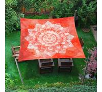 ENEN Voile d'Ombrage Imperméable Carré, Toile Ombrage Exterieur Toile Pergola Protection des Rayons UV, Toile Ombrage pour Jardin & Terrasse, Magnifique Mandala (Blanc-Orange,1.5x1.5m)