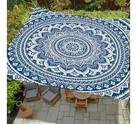 ENEN Voile d'Ombrage Imperméable Carré, Vintage Toile Ombrage Exterieur Toile Pergola Protection des Rayons UV, Toile Ombrage pour Plein Air, Jardin & Terrasse (Mandala Bleu,2x2.4m)