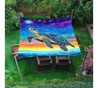 ENEN Voile d'Ombrage Imperméable, Rectangle Ombrage Exterieur Toile Pergola Protection des Rayons UV, Toile Ombrage pour Plein Air, Jardin & Terrasse -Tortue de mer 3D (Arc-en-Ciel,2x2m)