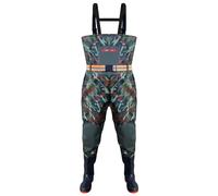 ENEN Waders Peche Homme Femme 36-46, Cuissarde de Peche Grande Taille, Nylon Composite PVC Pantalon de Bassin avec Bottes en Caoutchouc Antidérapant pour Les Travaux sous-Marins (Camouflage Vert,40)