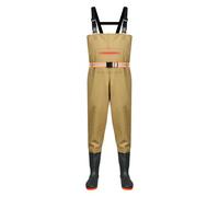 ENEN Waders Peche Homme Femme 36-46, Cuissarde de Peche Grande Taille, Nylon Composite PVC Pantalon de Bassin avec Bottes en Caoutchouc Antidérapant (Kaki,41)