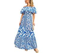 ENENEN Robe Longue Taille Haute imprimée à Une épaule pour Femme Robe Longue de Plage décontractée à Taille Ample