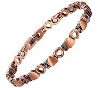 EnerCoppeX 3500 Gauss Bracelet de cheville magnétique pour femme, 99,99 % cuivre pur, design d'amour classique, signification beauté et amour (A), 24,5 cm, aimant en cuivre nickel, 24 centimeters,