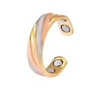 EnerCoppeX Bague magnétique unisexe 3500 Gauss 99,99 % cuivre pur, classique et élégante trois tons avec 4 aimants (B)