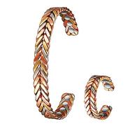 EnerCoppeX Ensemble magnétique 99% cuivre solide 6.7 "bracelet et 2.3" anneau, peut être porté aussi bien par les hommes que par les femmes, convient aux cadeaux, Taglia unica, Cuivre