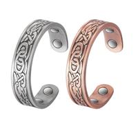 EnerCoppeX Lot de 2 anneaux magnétiques classiques vintage en cuivre pur, bracelets réglables de 5,8 cm, 4 aimants (3500 gauss), peuvent être portés par les hommes et les femmes, Cuivre