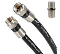 energeaster Câble coaxial RG6 de 0,9 m avec connecteur de type F, rallonge de câble coaxial, Internet haut débit, antenne TV numérique intérieure pour satellite, antenne, DVR, magnétoscope, HDTV, noir