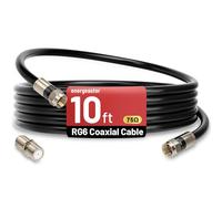 energeaster Câble coaxial RG6 de 3 m avec connecteur de type F, rallonge de câble coaxial, Internet haut débit, antenne TV numérique intérieure pour satellite, antenne, DVR, magnétoscope, HDTV, noir