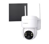 energeeks Atlas - Caméra de surveillance extérieure WiFi - IP66-4 MP - Détection de mouvement/son - Batterie rechargeable - Panneau solaire 5 W inclus - Lumières LED et sirène