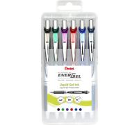 Energel Bl77-6 Rollerball Pen With Press Mechanism, Ball Diameter 0.7 Mm = Line Thickness 0.35 Mm, Refillable, Plastic Box, Assorted Colours, Pack Of 6, 12