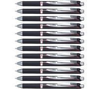 Energel Blp77-B Lot De 12 Rollers Gel Rétractable Encre Permanente Pointe Moyenne 0,7 Mm Rouge