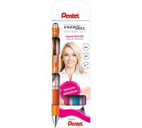 Energel Liquid Gel - Tintenroller, 0,35mm Strichstärke, 4er Set, Sortiert Mit Druckmechanik