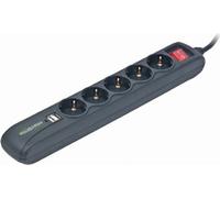 EnerGenie SPG5-U2-5 - multiprise | Qté 5 connecteur de sortie | 1,5 m | Noir