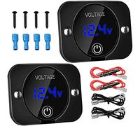 Energetic Paquet de 2 VoltmèTres NuméRiques à LED avec Interrupteur de Contact, VoltmèTre de Voiture DC 12V 24V LED Affichage NuméRique Panneau de VoltmèTre éTanche
