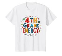 Énergie en 4e année : à l'époque de ma quatrième année, Le Plaisir Scolaire T-Shirt, Enfant, Blanc, 2 Ans