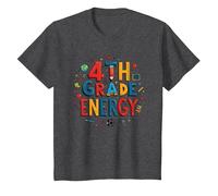 Énergie en 4e année : à l'époque de ma quatrième année, Le Plaisir Scolaire T-Shirt, Enfant, Chiné Foncé, 4 Ans