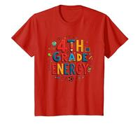 Énergie en 4e année : à l'époque de ma quatrième année, Le Plaisir Scolaire T-Shirt, Enfant, Rouge, 3 Ans