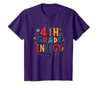 Énergie en 4e année : à l'époque de ma quatrième année, Le Plaisir Scolaire T-Shirt, Enfant, Violet, 10 Ans