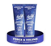 ENERGIE FRUIT Shampoing Airlift Force et Volume 96% Naturel - 2x250ml | Fortifie, renforce et épaissit, riche en protéine végétale, pour les cheveux fins et fragiles qui retombent