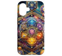 Énergie Kundalini avec la géométrie sacrée de la Terre du Cube de métatron Coque pour iPhone 16