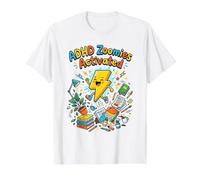 Énergie neurodivergente activée par Zoomies du TDAH T-Shirt Graphique avec Valeur, Homme, Blanc, M