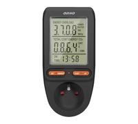 Energiemeter verbruiksmeter met LCD-display - Verbruiksmeter elektriciteit max. 3680 Watt - Kwh meter voor in stopcontact French - Stroomverbruik meter voor thuis - Energiekostenmeter met tijd - Zwart