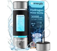 Energilz Bouteille d'eau d'hydrogène | Grande bouteille d'eau d'hydrogène de 480 ml 3000 ppb | Machine à hydrogéner | Générateur d'ioniseur hydrogéné SPE/PEM (acier avec noir)