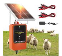 Énergiseur de Clôture Électrique Solaire 10km,1.2J 12kV Chargeur de Clôture Rechargeable avec Panneau Solaire&Adaptateur Secteur