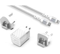 Energizer Adaptateur secteur USB-C 20 W avec prise UE/UK/US et câble Lightning - Blanc