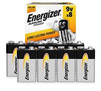 Energizer Alkaline Power - Pile 9V (Lot de 8) - Alcaline Neuf Volts - Énergie Longue durée-pour Les Détecteurs de Fumée et Les Radios-Emballage 100% Recyclable et sans Plastique[Exclusivité Amazon]