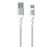 Energizer - Câble de charge USB-C tressé - Long - Haute résistance - Blanc