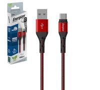 Energizer - Câble de Charge USB-C Tressé - Câble pour Chargeur Long - Haute Résistance - Rouge