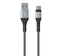 Energizer - Câble USB-C Tressé 2m - Charge & Synchronisation - Câble Long Haute Résistance Nylon - Connecteurs Métalliques - Compatible Smartphones, Tablettes - Couleur Argent