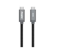 Energizer - Câble USB-C vers USB-C - PD Charge Rapide 60W - Type C Nylon Tressé Compatible avec iPhone 15 Plus Galaxy S23 Ultra Plus S22 (2M) - Noir