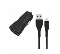 Energizer Chargeur allume-cigare double USB 3,4 A avec câble USB-A vers Lightning