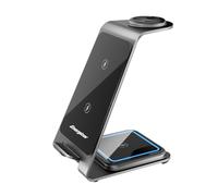Energizer Chargeur de table sans fil 15 W 3 en 1 | Support magnétique pour iPhone MagSafe, Samsung et Android | Charge rapide Smartphone, écouteurs, Smartwatch | USB-C, support réglable | WCP302