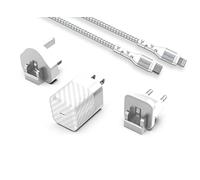 Energizer - Chargeur Rapide USB-C 20 W avec Câble Lightning - 3 Prises Incluses (EU/US/UK) - Blanc