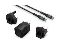 Energizer - Chargeur Rapide USB-C 20W - avec Câble USB-C - 3 Prises Incluses (EU/US/UK) - Noir