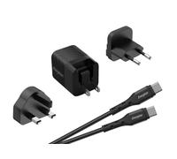 Energizer - Chargeur Rapide USB-C 20W - sans Câble - 3 Prises Incluses (EU/US/UK) - Noir
