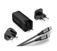 ENERGIZER - Chargeur Rapide USB-C 90W - avec Câble 100W - 3 Prises Incluses (EU/US/UK) - Noir
