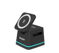 Energizer Chargeur sans fil 3-1 de table 15 W | Charge rapide Smartphone, écouteurs et Apple Watch, MagSafe compatible, support pliable avec support réglable, USB-C, sûr et universel | WCP307